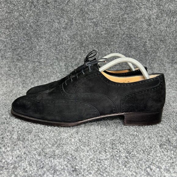 Salvatore Ferragamo Black Suede Oxfords‎ Men\'s 9D Wing Tip Leather Dress Shoes main image 12
